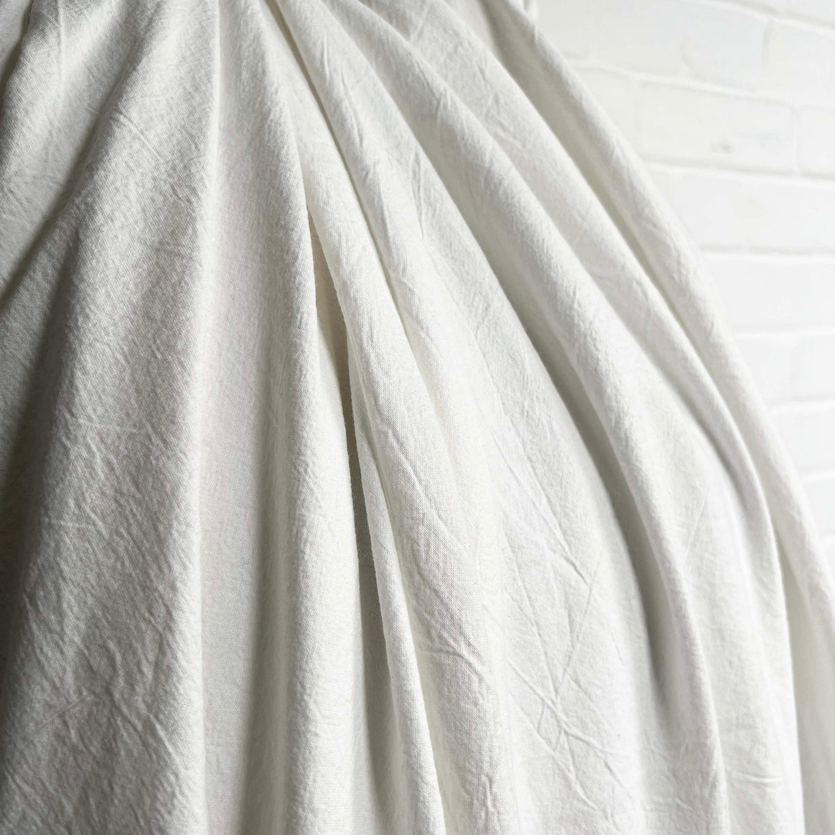Plain Soft White Crinkle Cotton Shirting Fabric Just Washed CU