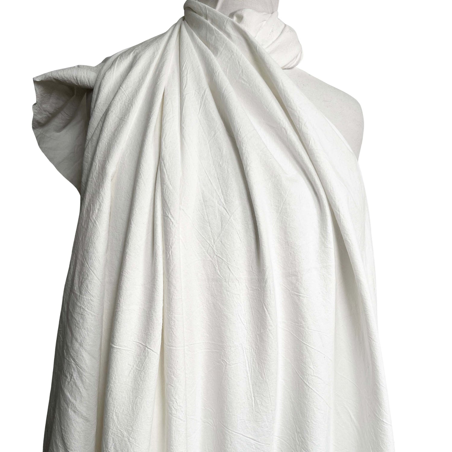 Plain Soft White Crinkle Cotton Shirting Fabric Just Washed Mannequin