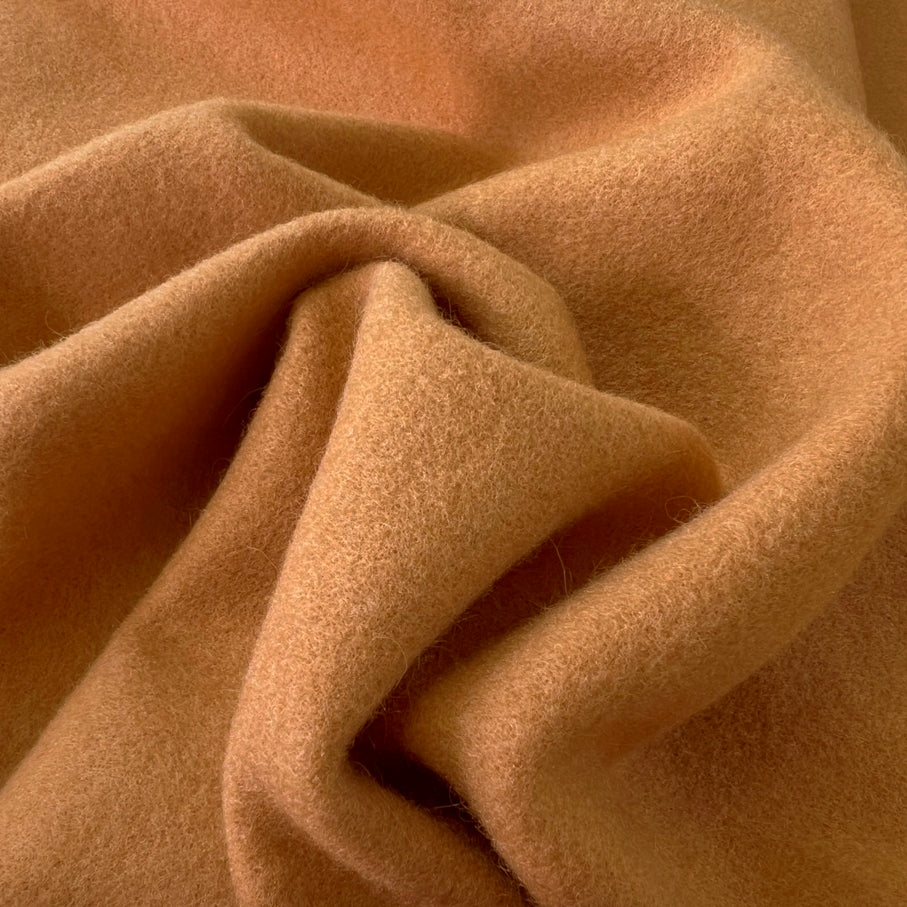 Knitted Mouflon Flannel Fleece Coating Fabric Tan CU
