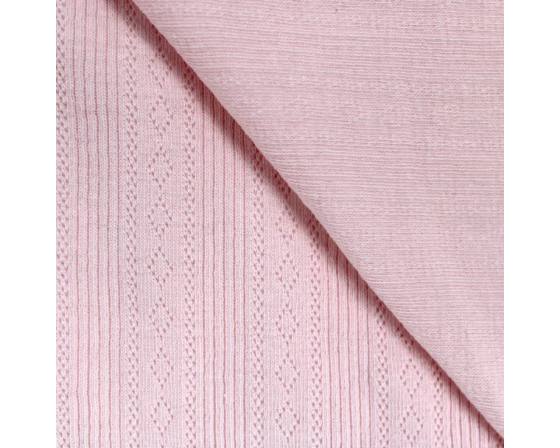 Petit Pointelle Baby Pink Knitted Openwork Cotton Fabric fabric, folded
