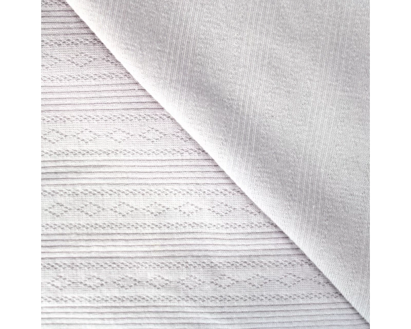 Petit Pointelle White Knitted Openwork Cotton Fabric fabric, folded
