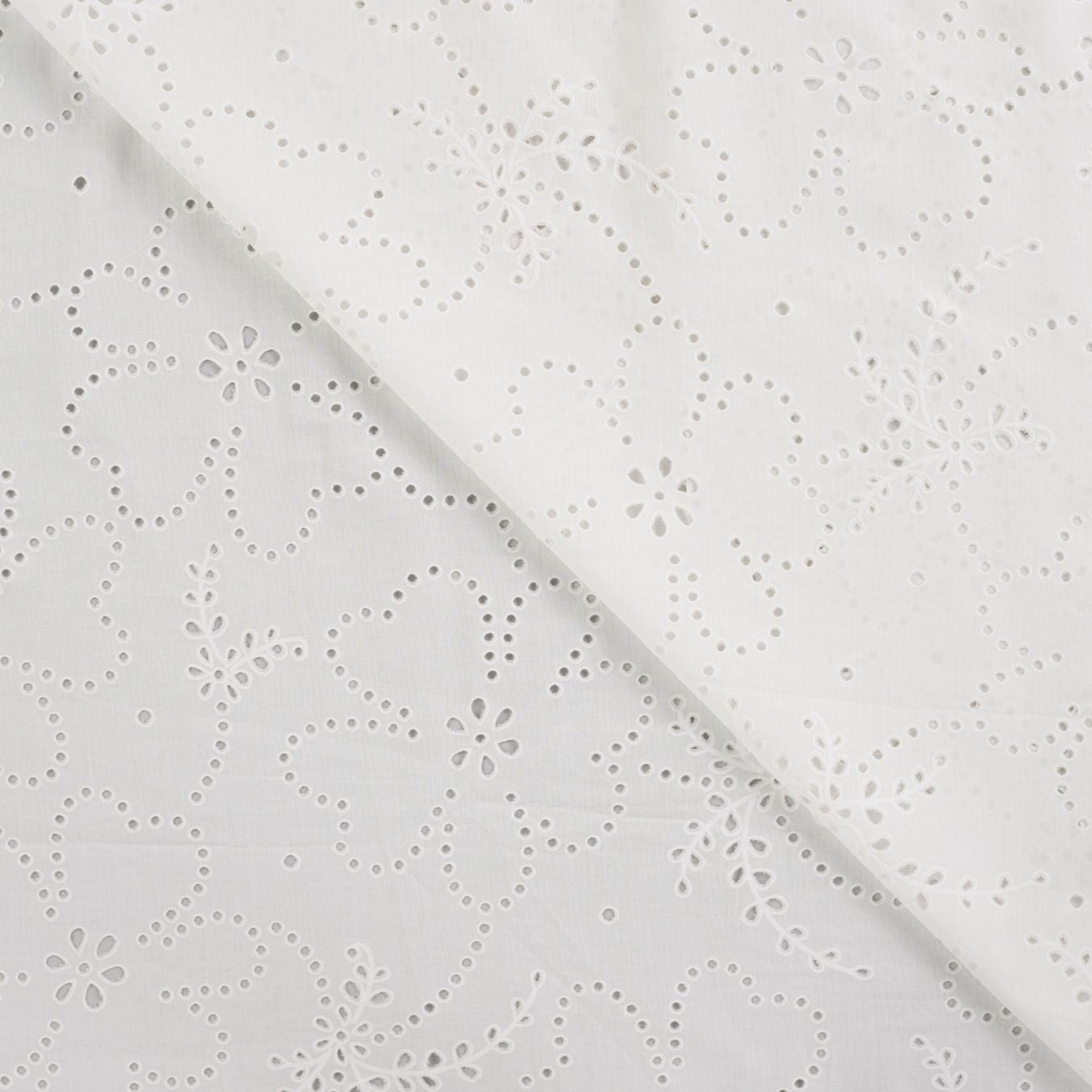 Lacey Days Ecru Cotton Voile Puff Print 60gsm Dress Fabric Fold