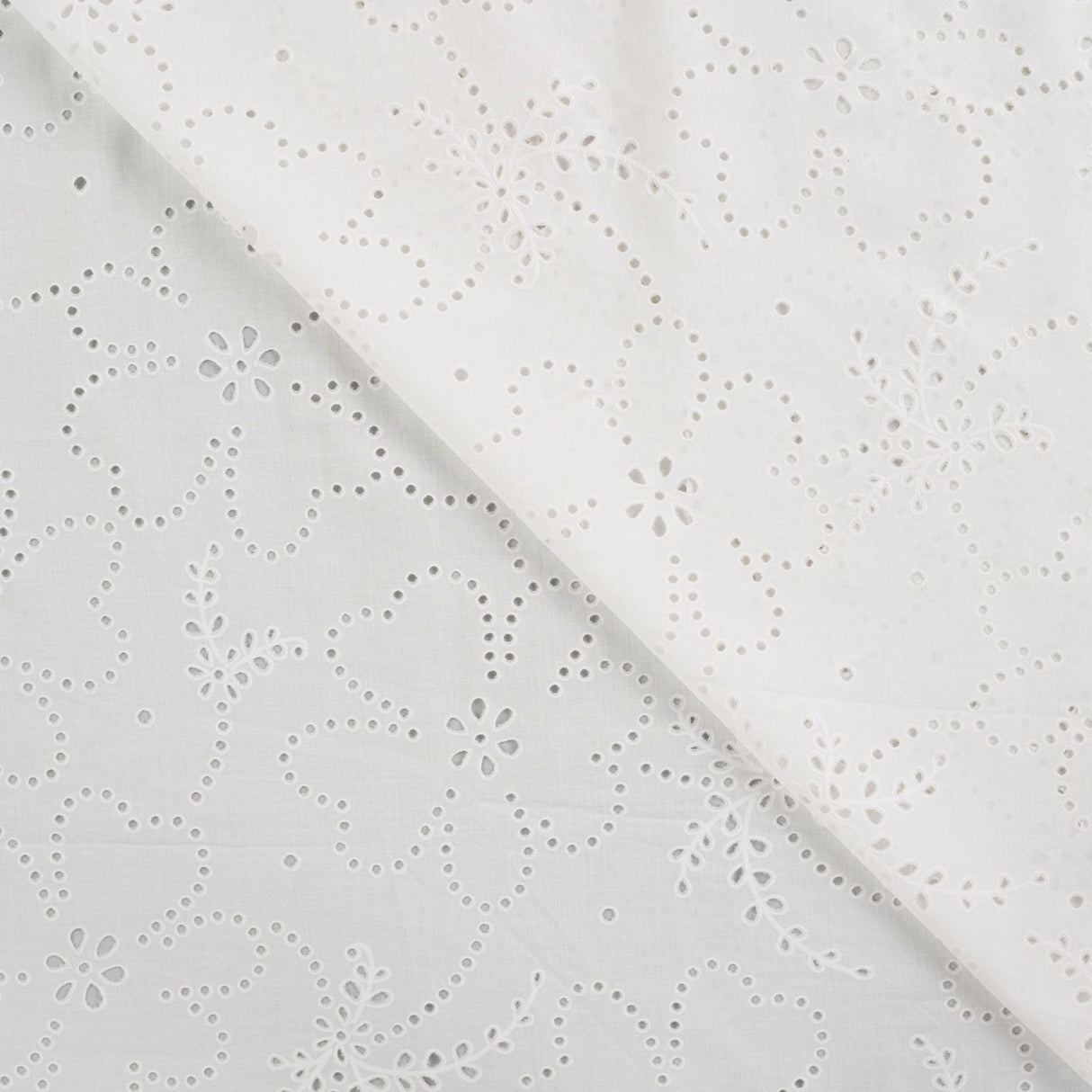 Lacey Days Ecru Cotton Voile Puff Print 60gsm Dress Fabric Fold