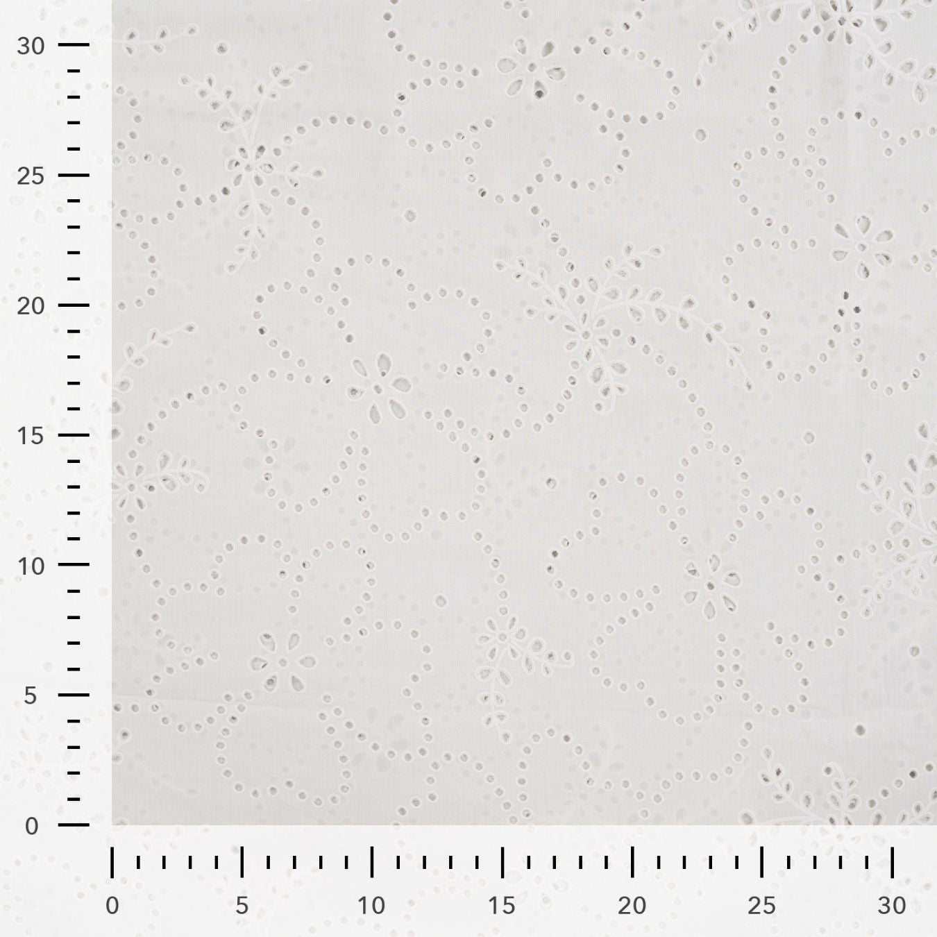 Lacey Days Ecru Cotton Voile Puff Print 60gsm Dress Fabric Ruler