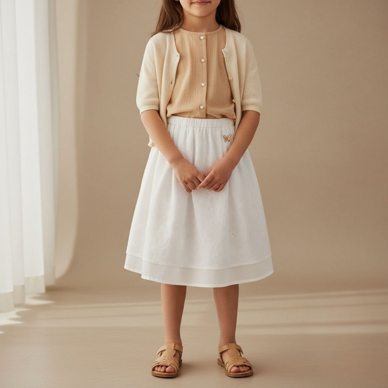Lacey Days Ecru Cotton Voile Puff Print 60gsm Dress Fabric Skirt