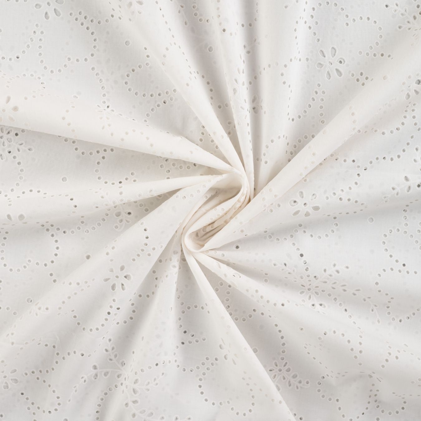 Lacey Days Ecru Cotton Voile Puff Print 60gsm Dress Fabric Swirl