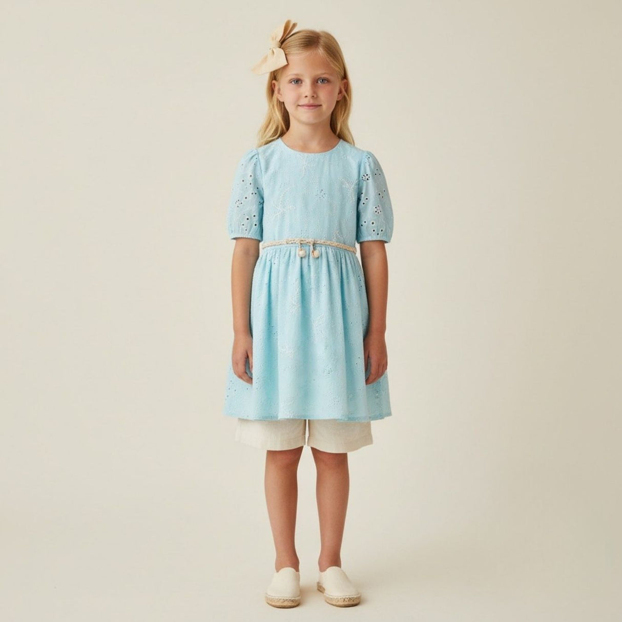 Lacey Days Light Blue Cotton Voile Puff Print 60gsm Dress Fabric Girls Dress