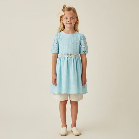 Lacey Days Light Blue Cotton Voile Puff Print 60gsm Dress Fabric Girls Dress