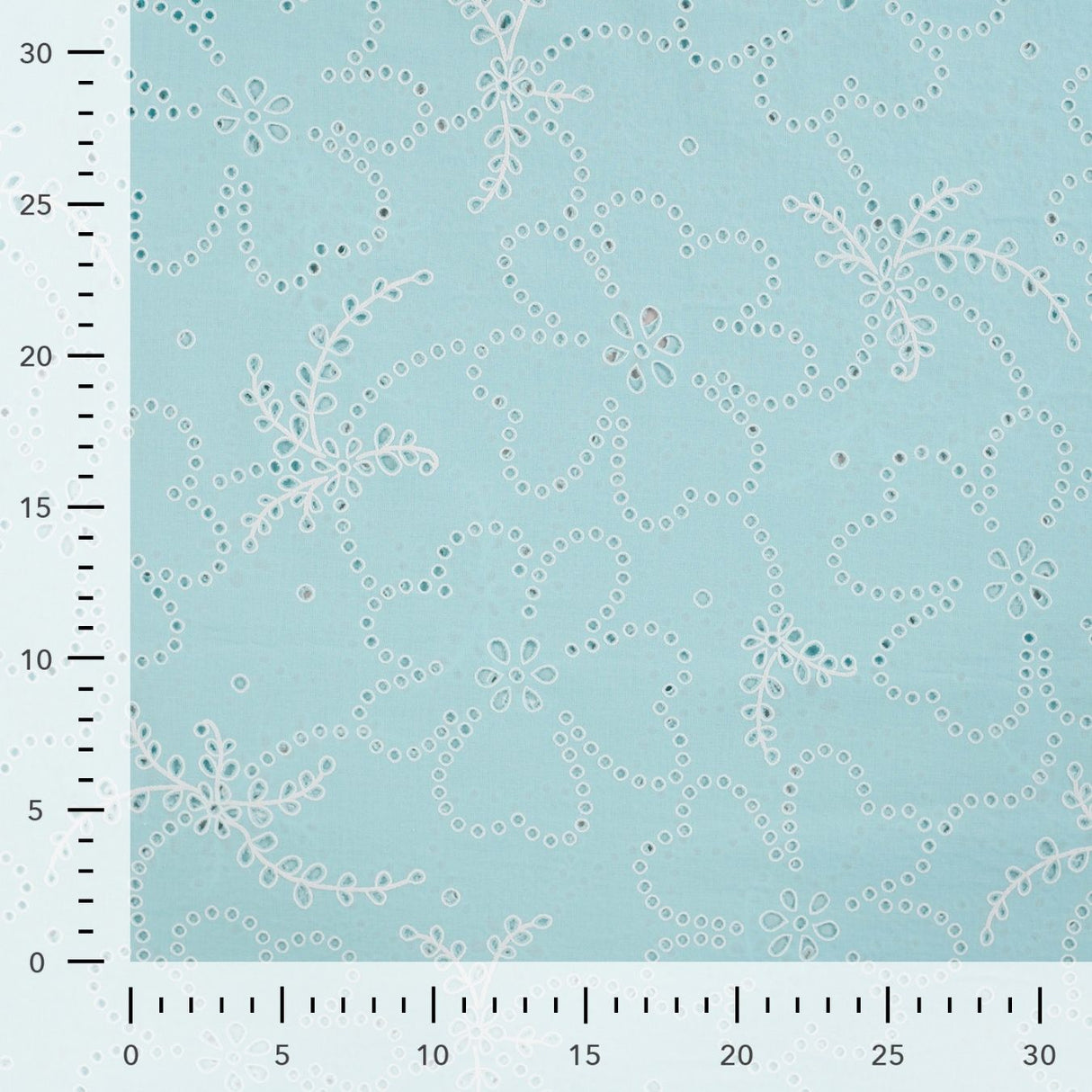 Lacey Days Light Blue Cotton Voile Puff Print 60gsm Dress Fabric Ruler