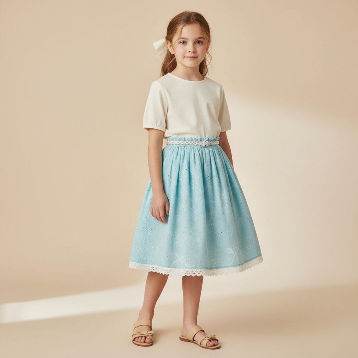 Lacey Days Light Blue Cotton Voile Puff Print 60gsm Dress Fabric Skirt