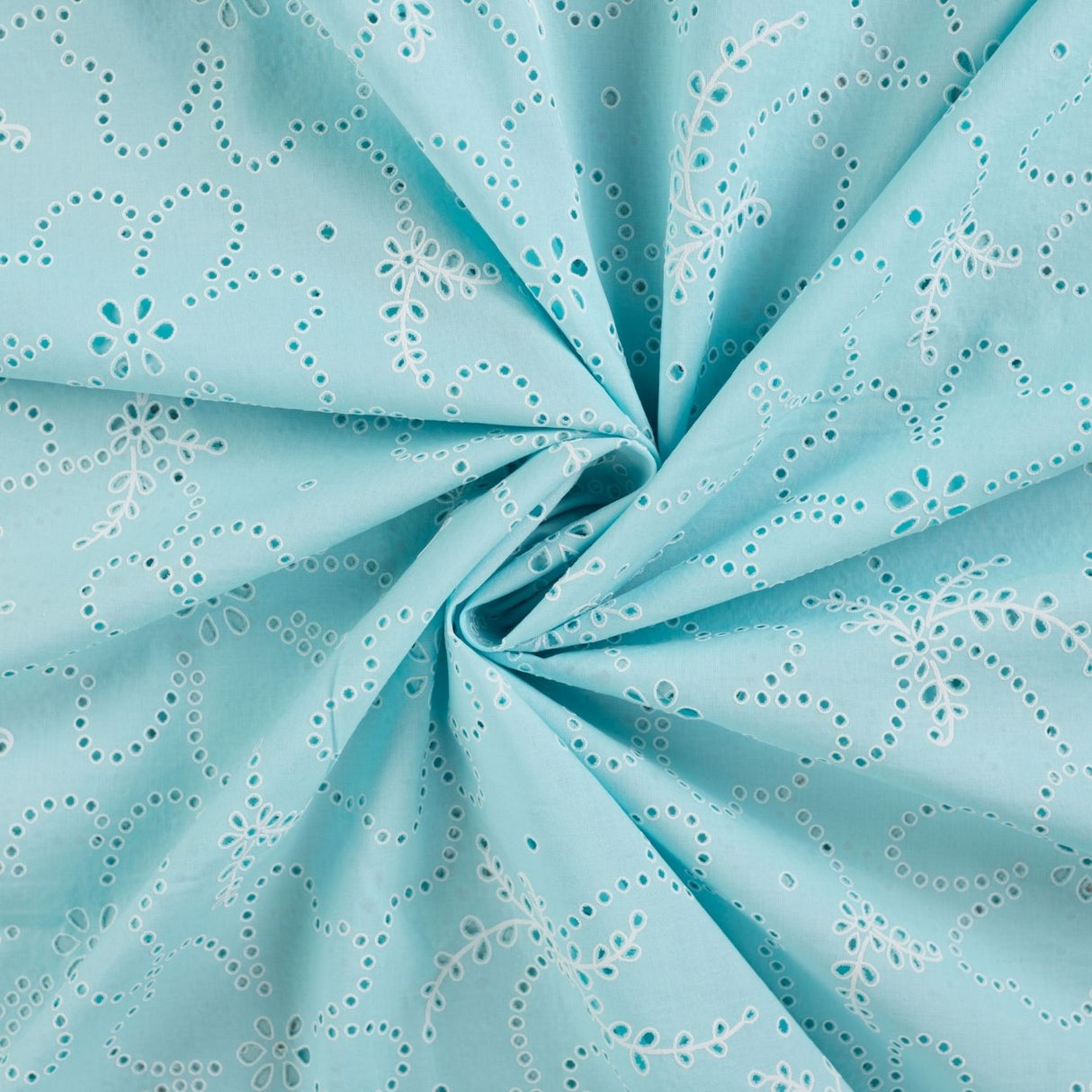 Lacey Days Light Blue Cotton Voile Puff Print 60gsm Dress Fabric Swirl