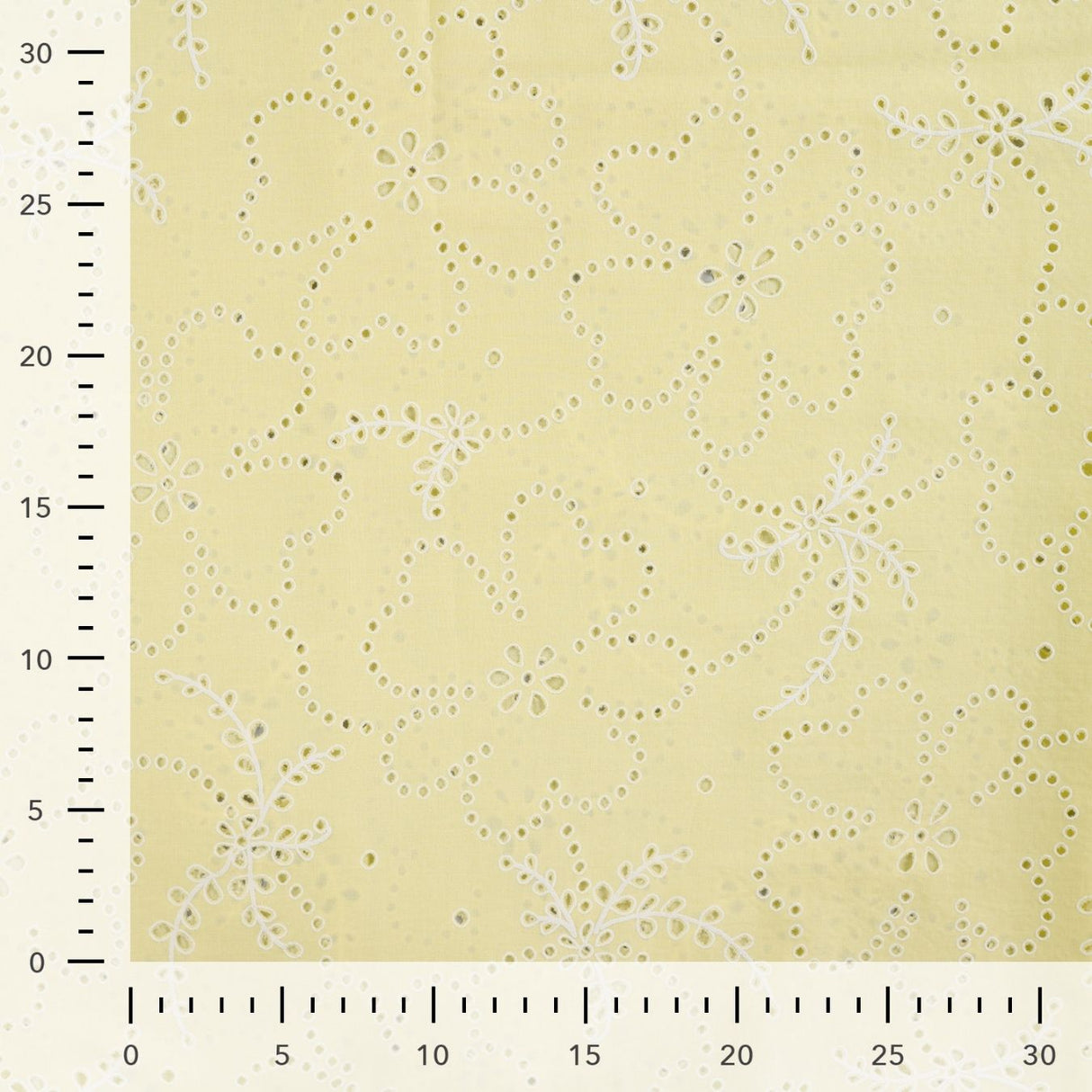 Lacey Days Yellow Cotton Voile Puff Print 60gsm Dress Fabric Ruler
