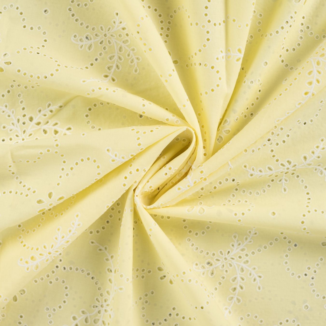 Lacey Days Yellow Cotton Voile Puff Print 60gsm Dress Fabric Swirl