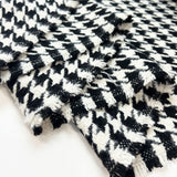 Large Dogtooth Knit Black White Polyester Wool Fabric Audrey Fold