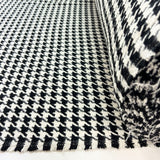 Large Dogtooth Knit Black White Polyester Wool Fabric Audrey Roll