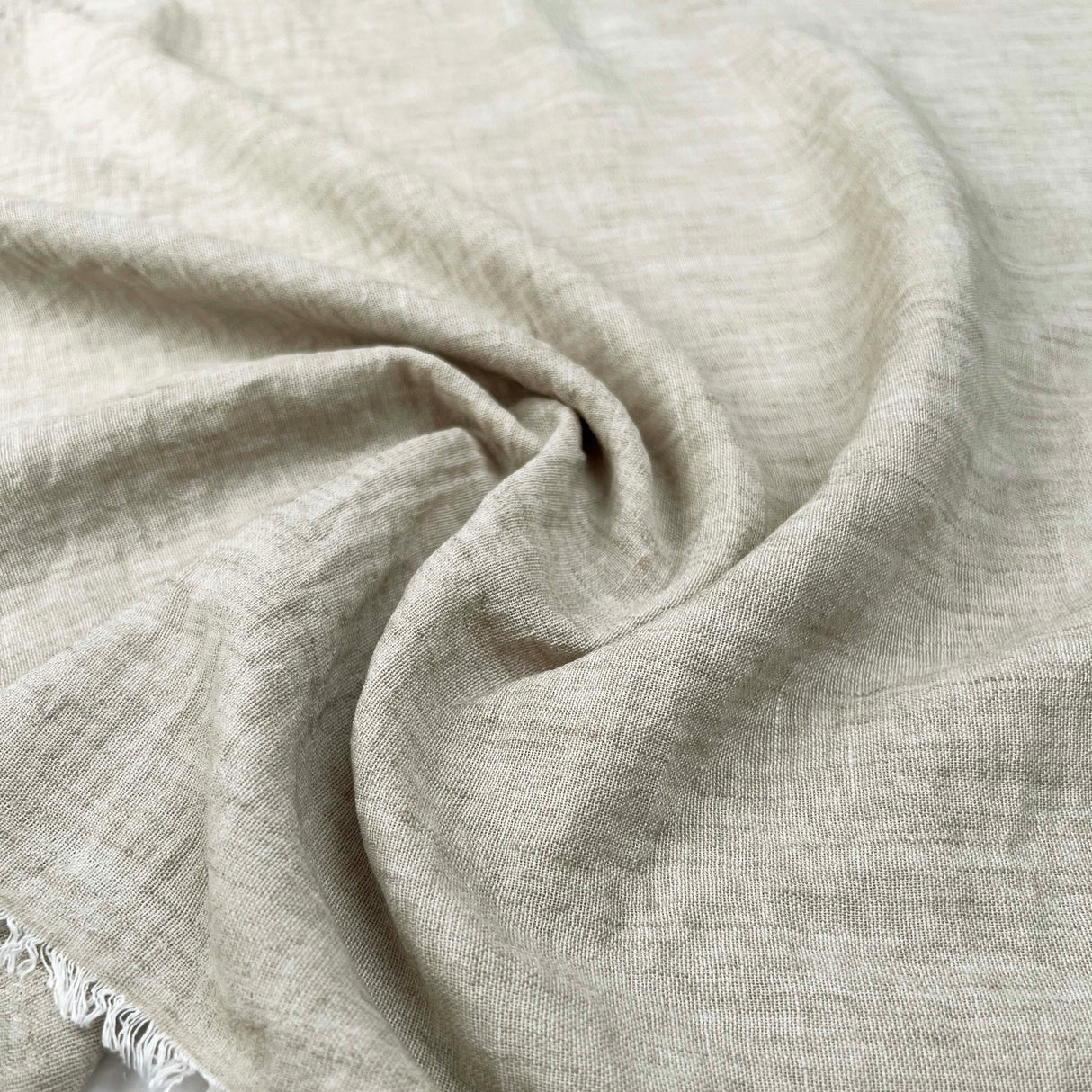 Linen Effect Light Beige Polyester Plain Woven Shirting Fabric CU