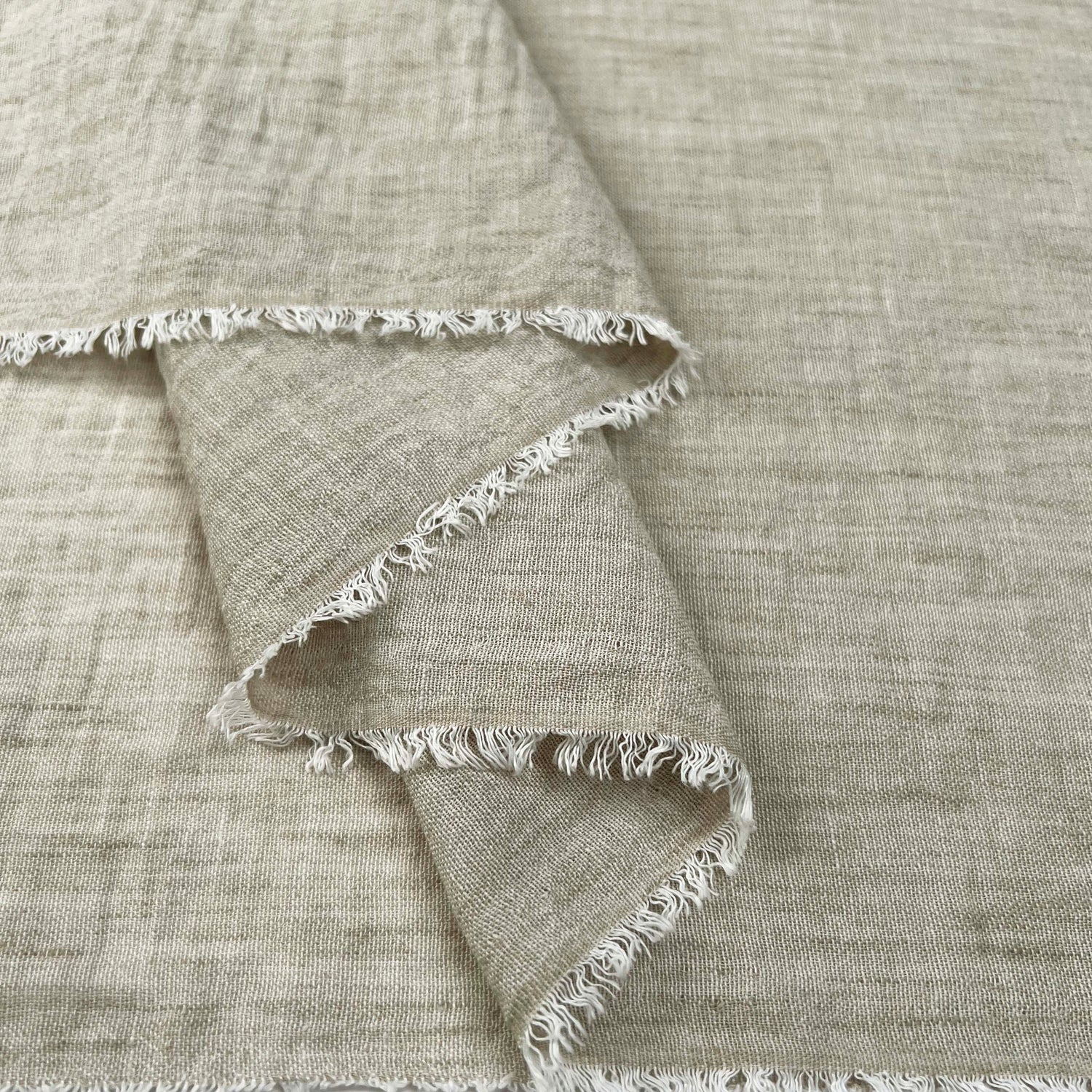 Linen Effect Light Beige Polyester Plain Woven Shirting Fabric Fold