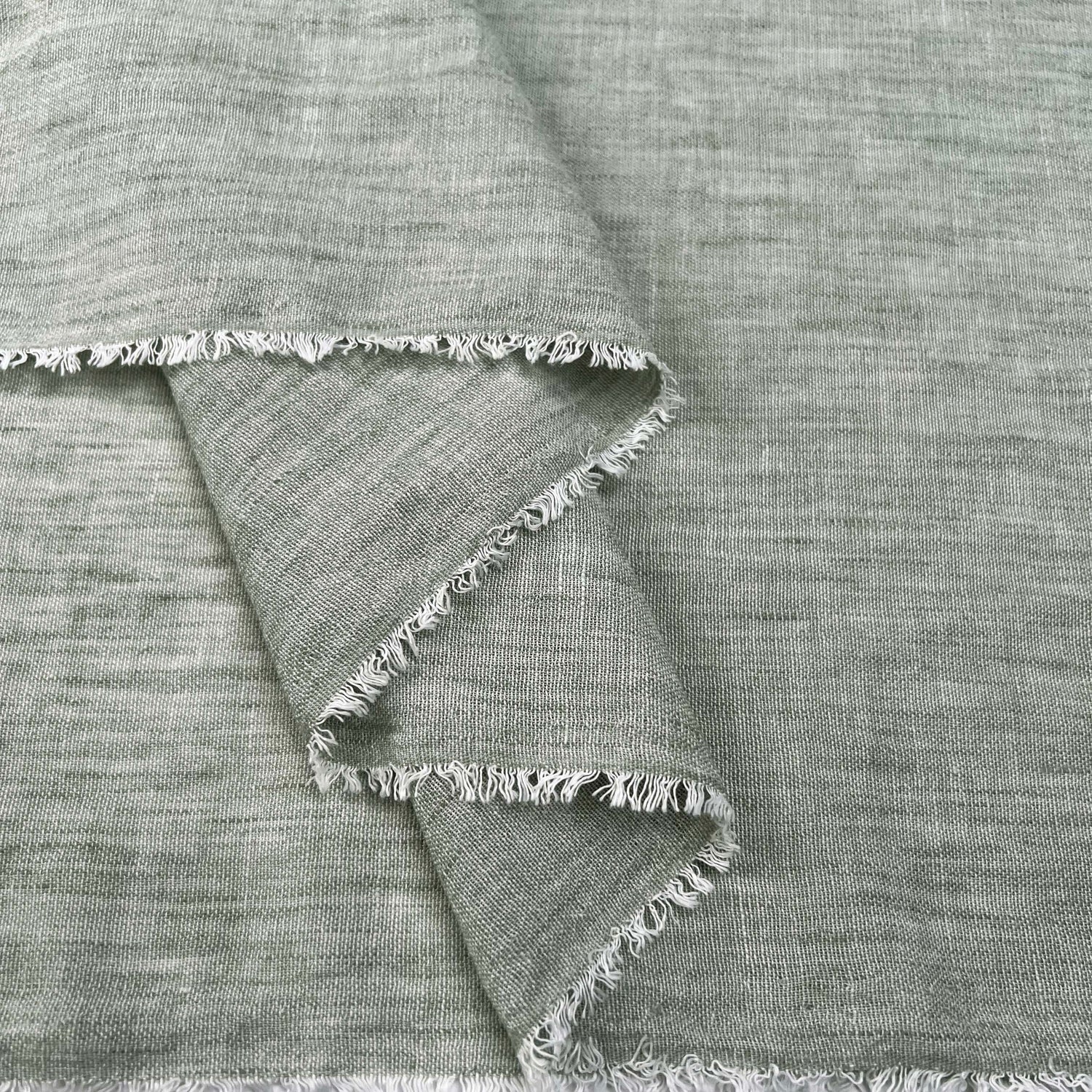 Linen Effect Sage Polyester Plain Woven Shirting Fabric Fold