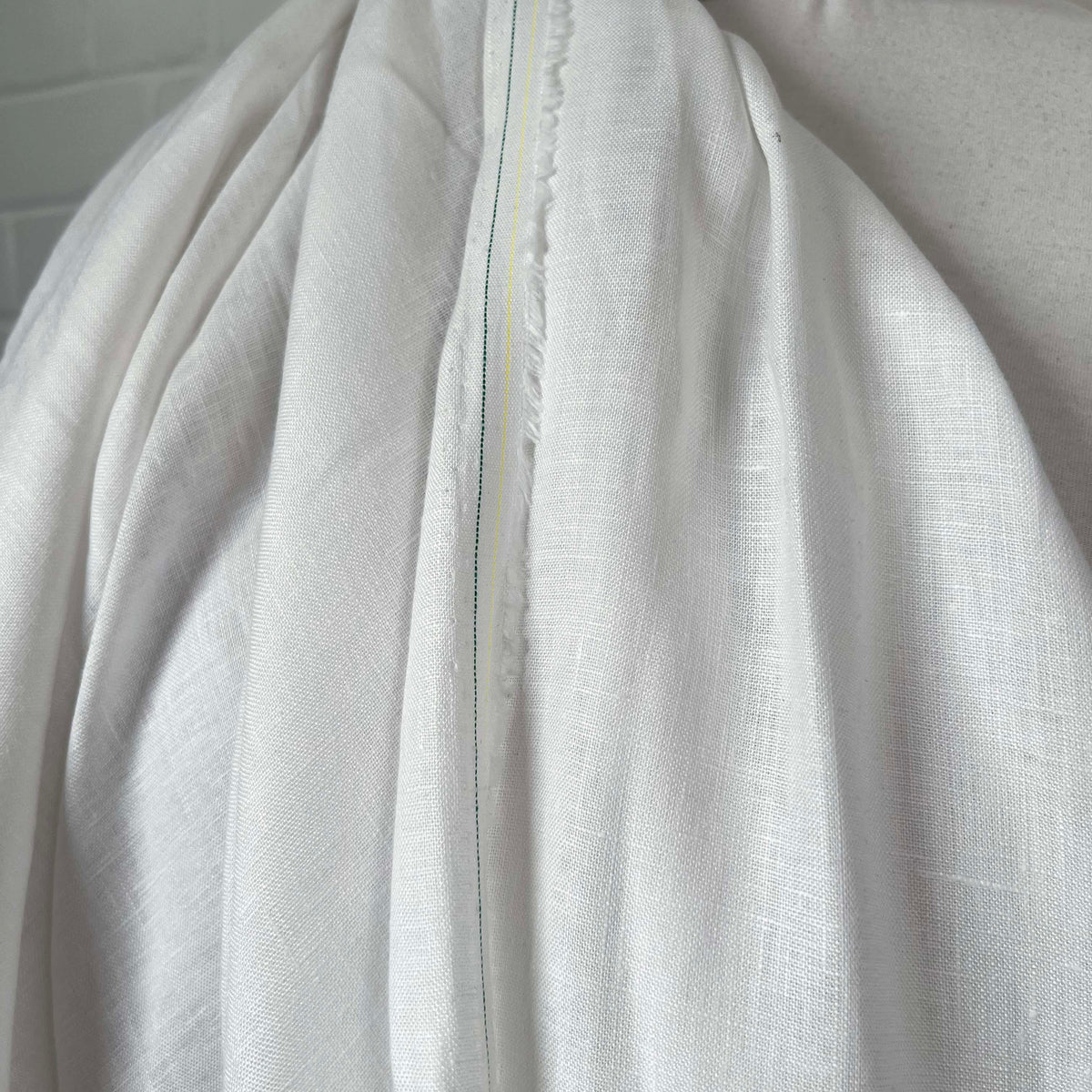 Ex-Designer Italian Plain Linen Dress Fabric Linen Elite White Hang