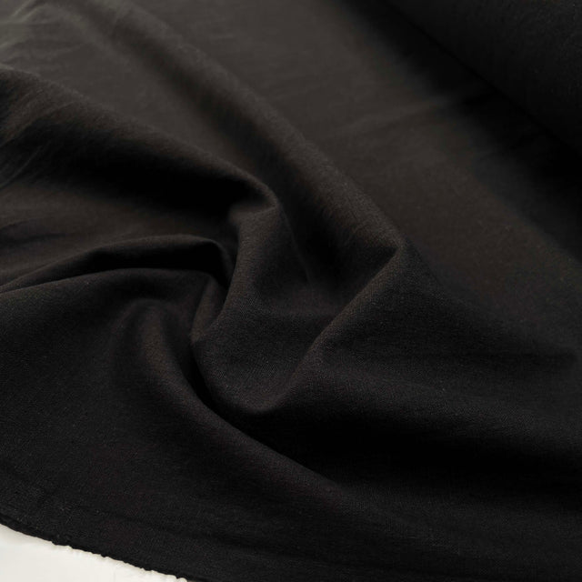Linen Look Hemp Dark Grey Cotton Spandex Plain Woven Shirting Fabric Close UP