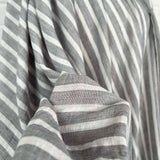 Linen Look Stripe Grey White Polyester Woven Shirting Fabric Close Up