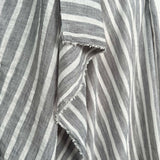 Linen Look Stripe Grey White Polyester Woven Shirting Fabric Hang 