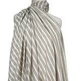 Linen Look Stripe Light Beige  White Polyester Woven Shirting Fabric Mannequin