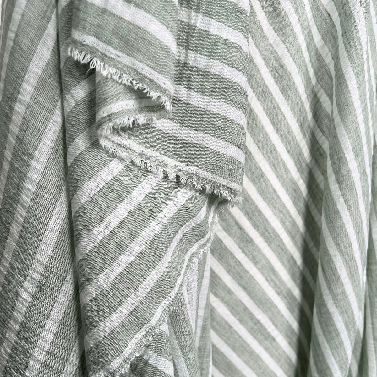Polyester Lightweight Dress Fabric | Linen Effect Stripe - Sage – Croft ...