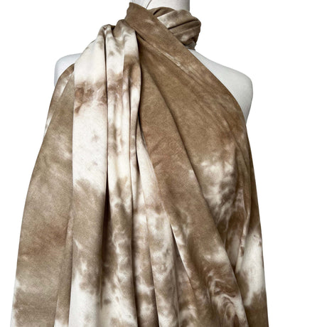 Linen Mix Batik Tie Dye Brown Viscose Washed White Woven Dress Fabric mannequin