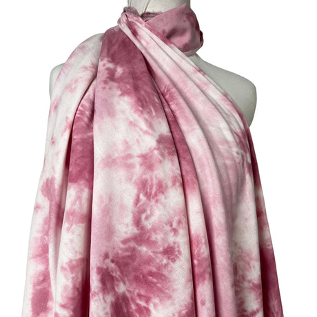 Linen Mix Batik Tie Dye Pink Viscose Washed White Woven Dress Fabric Mannequin