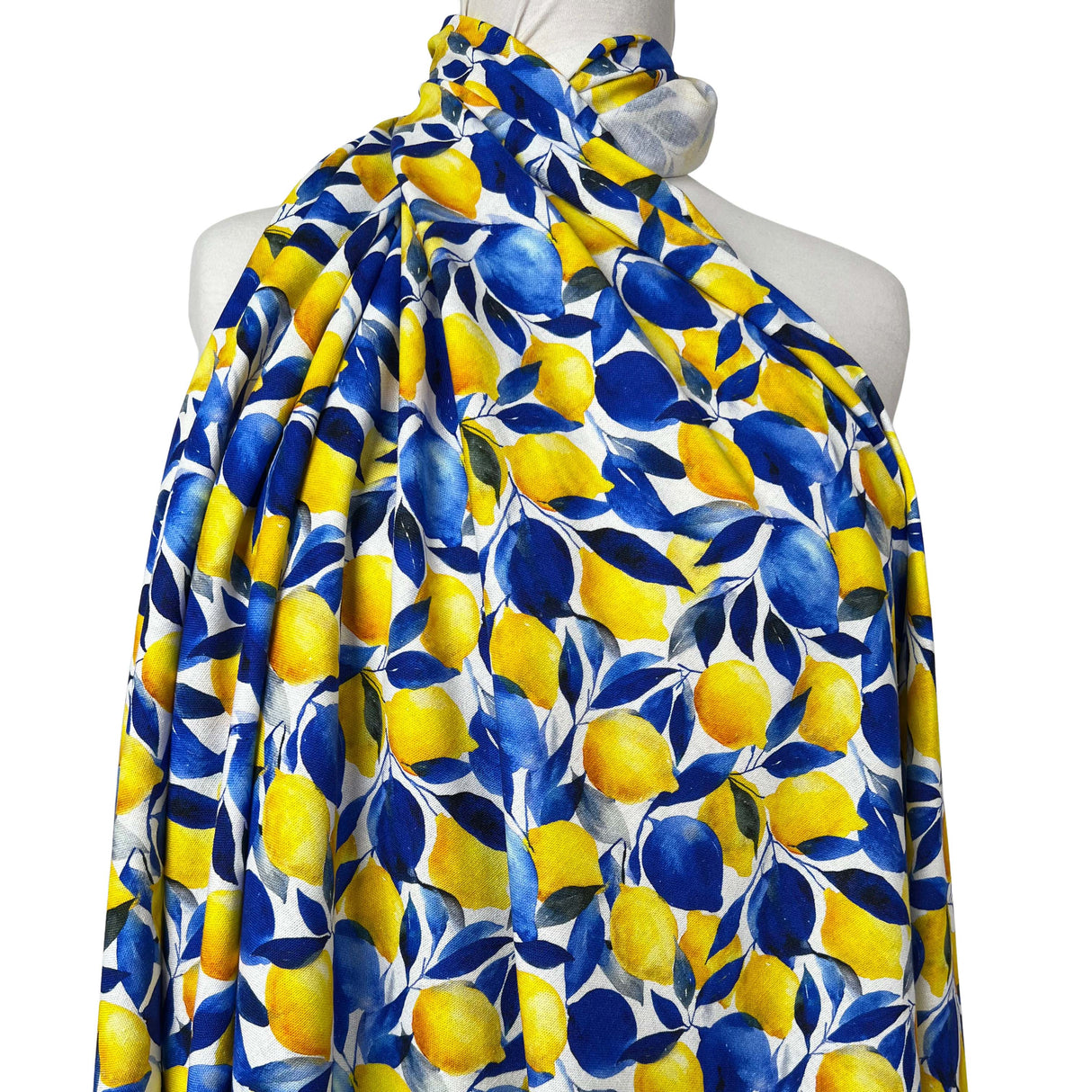 Lemon Print Rayon Linen Blend Dress Fabric Linen Mix Limoncello Mannequin