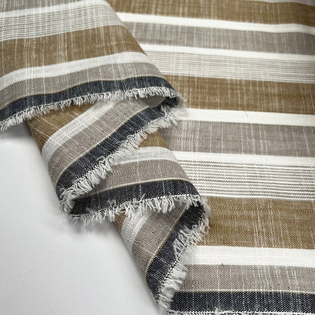 Linen Mix - Sand Stripe