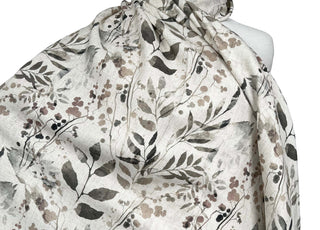 Linen Ramble Viscose Natural Leaf Print Woven Dress Fabric Mannequin