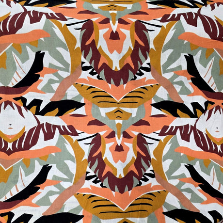 Abstract Digital Print Rayon Spandex Fabric Linen Tropics Wild Folk 
