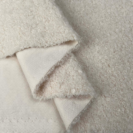 Little Lamb Cream Hairy Boucle Polyester Coating Fabric Fold