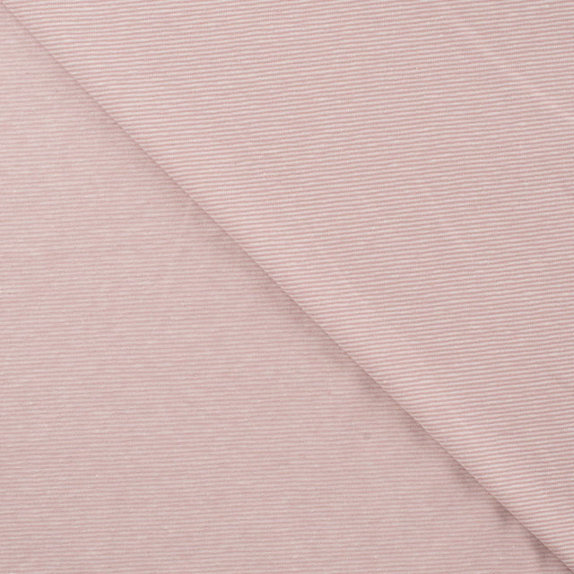 Little Lines Blush Striped Knitted Cotton Jersey 200gsm Dress Fabric Fold