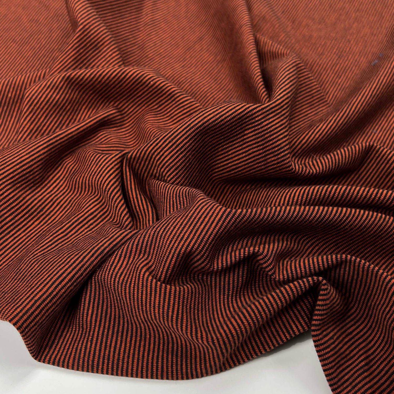 Striped Stretch Cotton Dressmaking Fabric Little Lines Jersey Ember CU