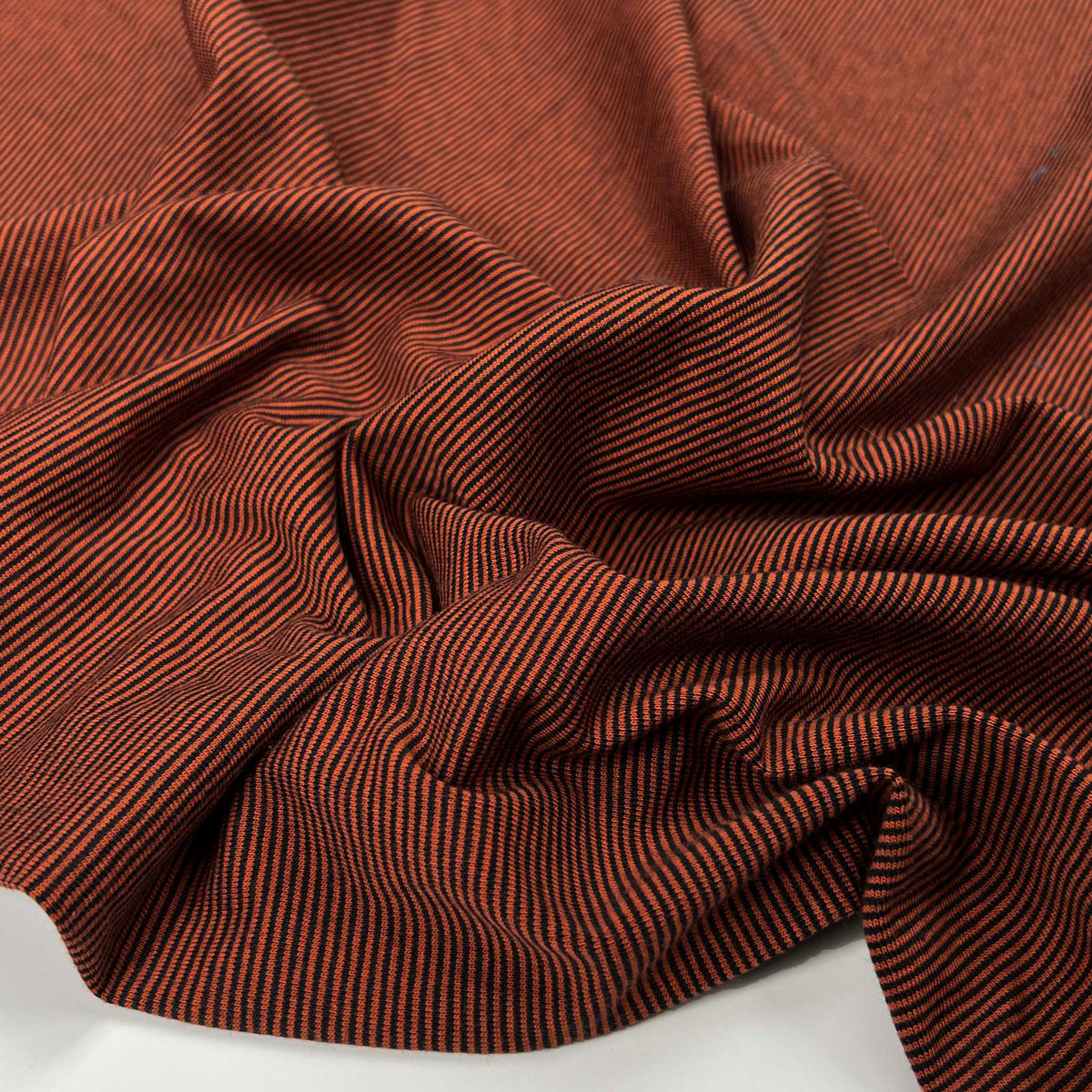 Striped Stretch Cotton Dressmaking Fabric Little Lines Jersey Ember CU