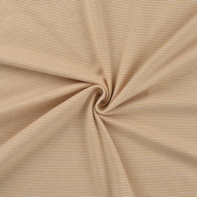 Little Lines Ochre Striped Knitted Cotton Jersey 200gsm Dress Fabric Swirl