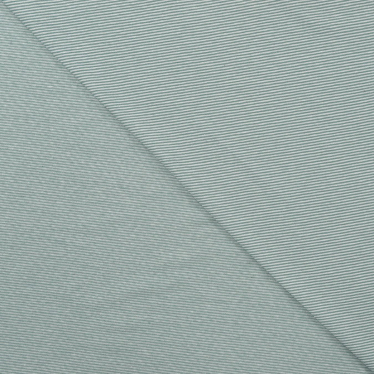 Little Lines Sage Striped Knitted Cotton Jersey 200gsm Dress Fabric Fold