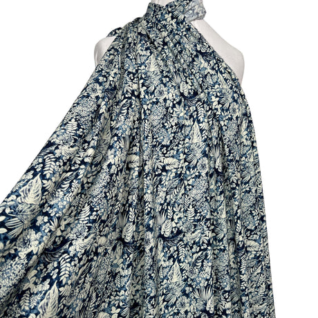Lyocell Fleur Navy Blue Floral Lightweight Dress Fabric Mannequin