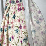 Lyocell Pastel Wildflower Cream Pink Floral Dress Fabric Hang