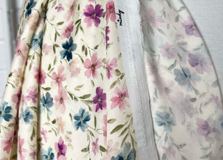 Lyocell Pastel Wildflower Cream Pink Floral Dress Fabric Hang