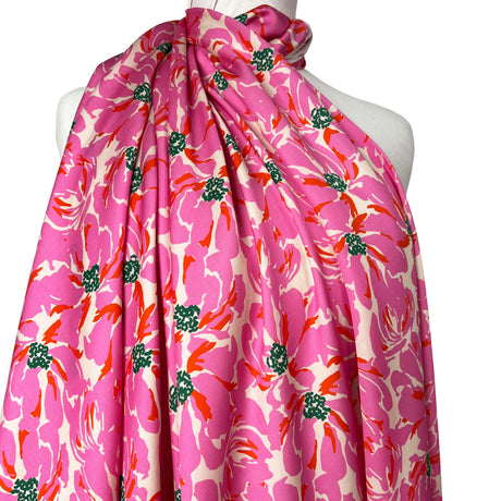 Lyocell Petal Pop Pink Floral Little Johnny Dress Fabric Mannequin