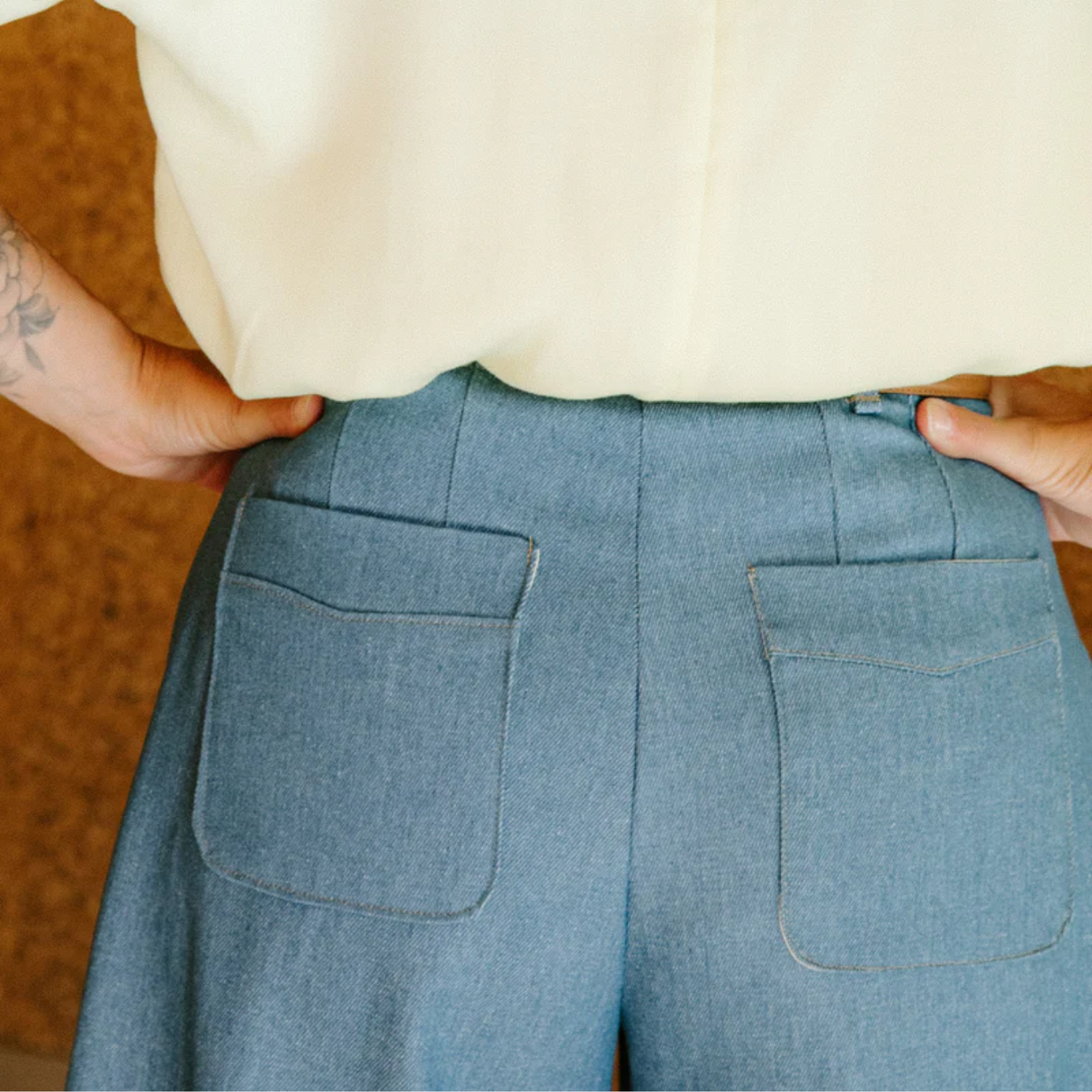 Maison Fauve Andrea Trousers Sewing Pattern Blue Back
