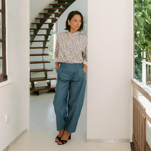 Maison Fauve Andrea Trousers Sewing Pattern Blue Front