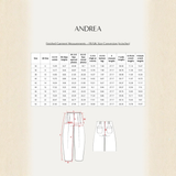 Maison Fauve Andrea Trousers Sewing Pattern Size Chart