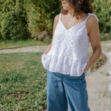 Maison Fauve Belle Epine Top Sewing Pattern White Front Close Up