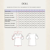 Maison Fauve Doll Blouse Sewing Pattern Size Chart