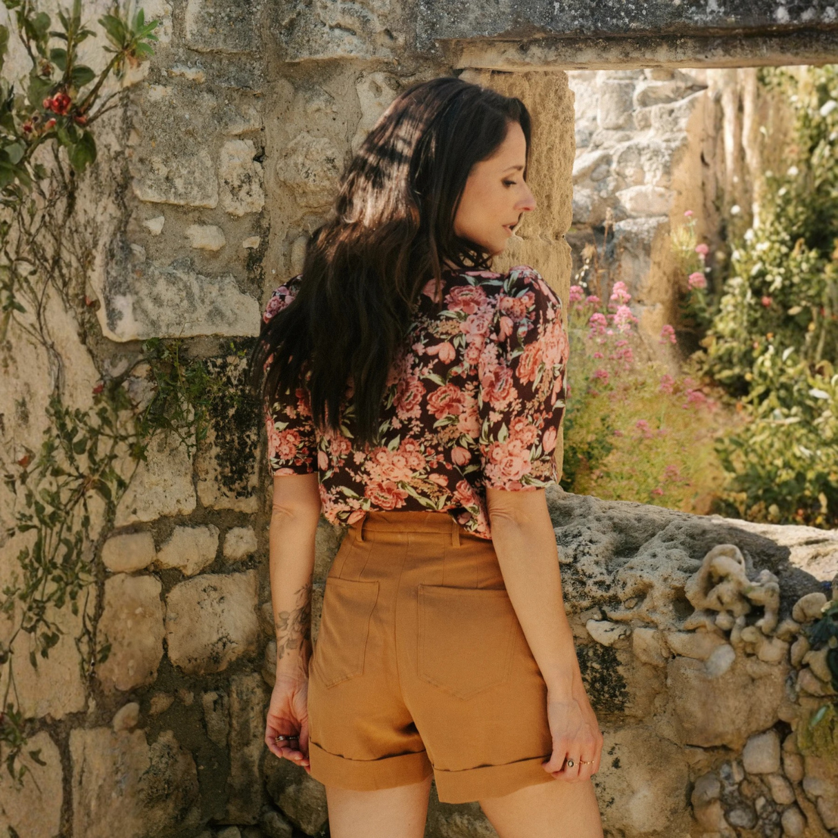 Maison Fauve Peacock Shorts Sewing Pattern Tan Back
